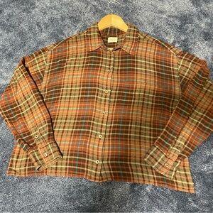 ARITZIA Wilfred Free | Dinah Button-Up Blouse in Brown Plaid Medium